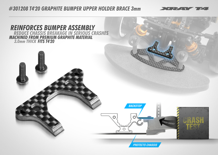 XRAY T4&#039;20 Graphite Bumper Upper Holder Brace 3.0mm - 301208