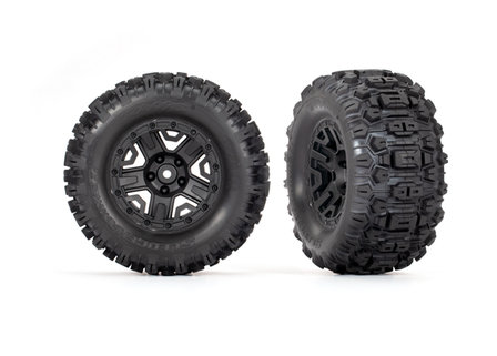 Tires &amp; wheels, assembled, glued (black 2.8&#039; wheels, Sledgehammer tires, foam inserts) (electric rear) (2) (TSM rated)