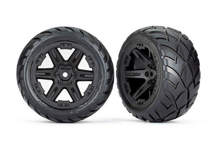 Tires &amp; wheels, assembled, glued (2.8&#039;) (RXT black wheels, Anaconda tires, foam inserts) (2WD electric rear) (2) (TSM rated)