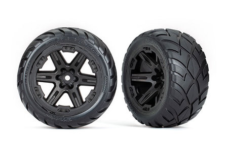 Tires &amp; wheels, assembled, glued (2.8&#039;) (RXT black wheels, Anaconda tires, foam inserts) (4WD electric front/rear, 2WD electric