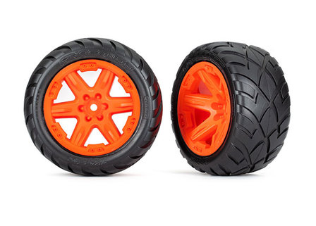 Tires &amp; wheels, assembled, glued (2.8&#039;) (RXT orange wheels, Anaconda tires, foam inserts) (4WD electric front/rear, 2WD 