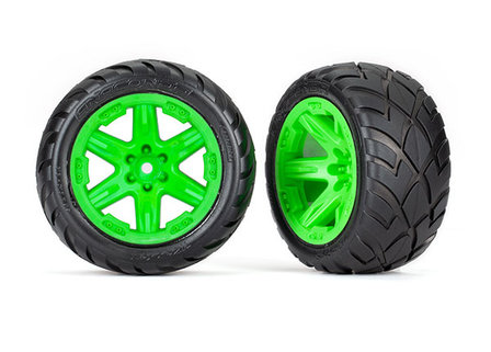 Tires &amp; wheels, assembled, glued (2.8&#039;) (RXT green wheels, Anaconda tires, foam inserts) (4WD electric front/rear, 2WD e