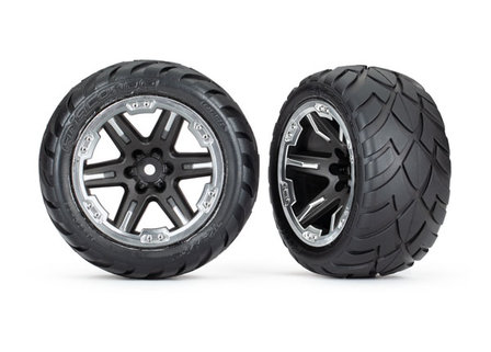 Tires &amp; wheels, assembled, glued (2.8&#039;) (RXT black &amp; chrome wheels, Anaconda tires, foam inserts) (4WD electric front/re