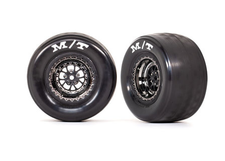 Tires &amp; wheels, assembled, glued (Weld black chrome wheels, tires, foam inserts) (rear) (2)