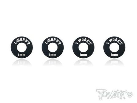 T-Work&#039;s Aluminum 5mm Bore Wheel Shim 1mm (4pcs, Black)