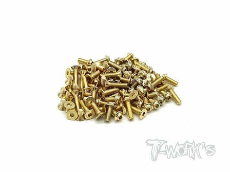 T-Work&acute;s XRAY XB4-2021 Gold Plated Steel Screw Set (137)