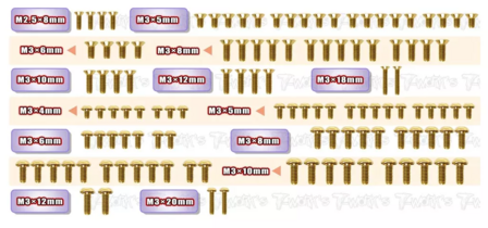 T-Work`s Head Steel Screw Set Gold Plated for Xray X4-2024 (117)