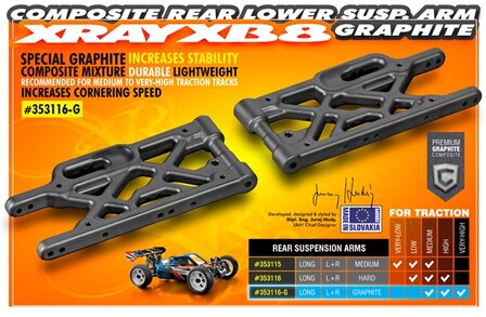 COMPOSITE REAR LOWER SUSPENSION ARM - GRAPHITE, #X353116-G