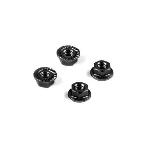 Xray Alu Nut M4 With Serrated Flange - Black (4) - 296541-K