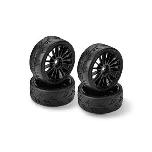 Hudy 1/10 Pre-cut Slick Belted Tires Right &amp; Left (2+2) - 803041