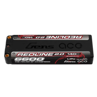Gens Ace Redline 2.0 Series 6600mAh 7.4V 140C 2S1P HardCase 57 Lipo Battery