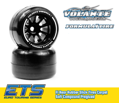 Volante F1 Rear Rubber Slick Tires Carpet Soft Compound Preglued (Carpet) - VT-VF1-CRS