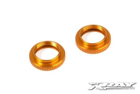 XRAY T4 ALU SHOCK ADJUSTABLE NUT - ORANGE (2) - 308042-O