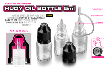 HUDY Oil Bottle, Nose, Steel Needle &amp; Safety Lock - 5ml (3) - 106900