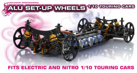 HUDY Alu Set-Up Wheel For 1/10 Rubber Tires (4) - 109370