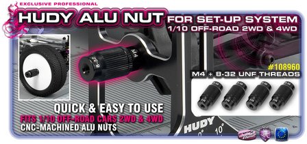 HUDY Alu Nut For 1/10 Off-Road Set-Up System (4) - 108960