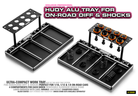 HUDY ALU TRAY FOR ON-ROAD DIFF &amp; SHOCKS - 109800
