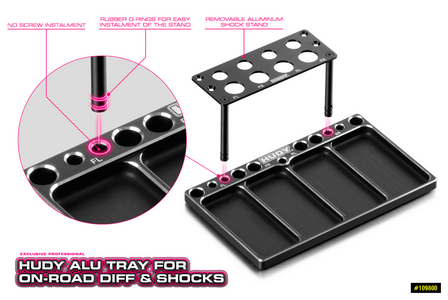 HUDY ALU TRAY FOR ON-ROAD DIFF &amp; SHOCKS - 109800