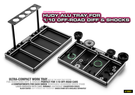HUDY ALU TRAY FOR 1/10 OFF-ROAD DIFF &amp; SHOCKS - 109801