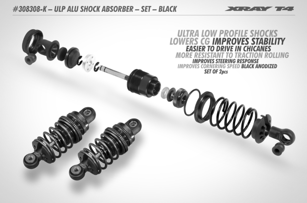 XRAY ULP ALU SHOCK ABSORBER-SET - BLACK (2) - 308308-K