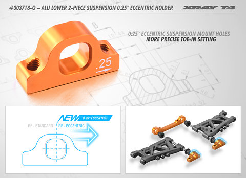 XRAY ALU LOWER 2-PIECE SUSPENSION 0.25 ECCENTRIC HOLDER - 303718-O