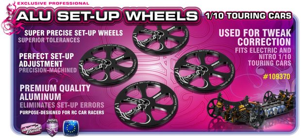 HUDY Alu Set-Up Wheel For 1/10 Rubber Tires (4) - 109370