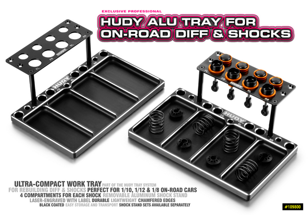 HUDY ALU TRAY FOR ON-ROAD DIFF & SHOCKS - 109800