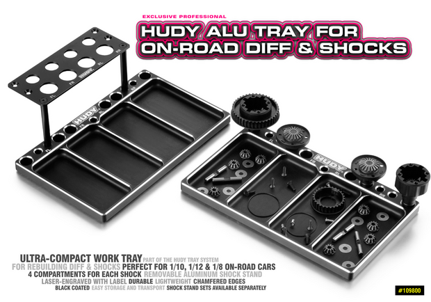 HUDY ALU TRAY FOR ON-ROAD DIFF & SHOCKS - 109800