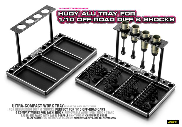 HUDY ALU TRAY FOR 1/10 OFF-ROAD DIFF & SHOCKS - 109801