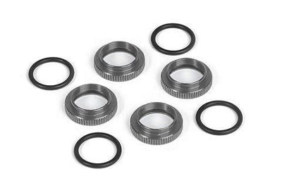 SHOCK ADJ. NUT ALU + O-RING - BLACK (4) - 