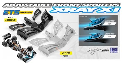 Xray X1 Composite Adjustable Front Wing - Black - Ets Approved, X371203-k - 371203-K
