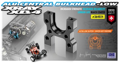 Xray Alu Central Bulkhead - Low, X364024 - 364024