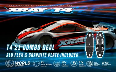 Xray T4'21 - Graphite Edition - 1/10 Luxury Electric Tc + 301006 Alu Flex Chassis - 300028-COMBO