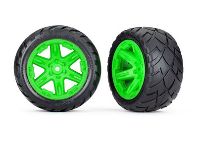 Traxxas Tires & Wheels, Assembled, Glued (2.8') (rxt Green Wheels, Anaconda Tires, Foam Inserts) (2wd Electric Rear) (2) (tsm Rated) - 6768G