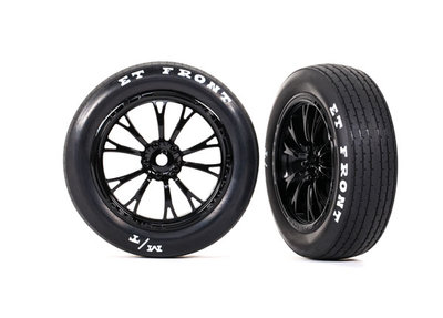 Traxxas Tires & Wheels, Assembled, Glued (weld Gloss Black Wheels, Tires, Foam Inserts) (front) (2) - 9474