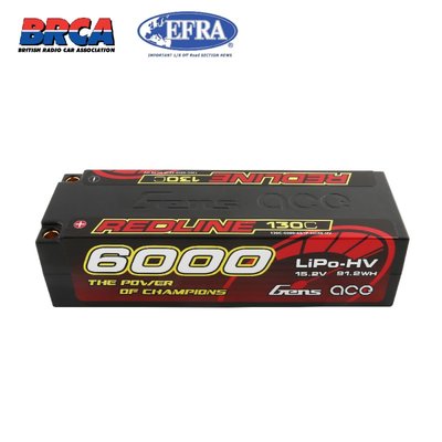 Gens ace Redline Series 6000mAh 15.2V 4S 130C HV LiPo (5mm, 448g)