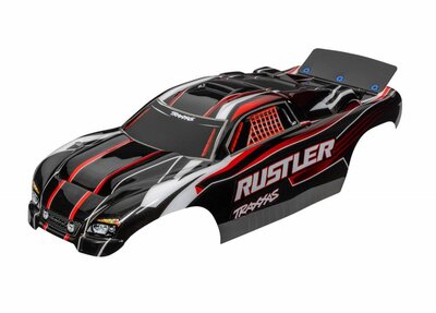 Traxxas Body, Rustler (also Fits Rustler Vxl), Red & Black (painted, Decals Applied) - 3750
