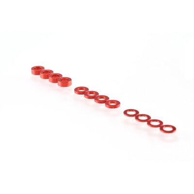 RUDDOG 3mm Washer Set Red (0.5mm/1.0mm/2.0mm)