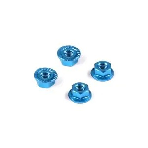 Xray Alu Nut M4 With Serrated Flange - Blue (4) - 296541-B