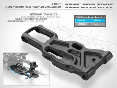 Xray Xb8 C-hub Composite Front Lower Suspension Arm - Short - Soft - 352121-S