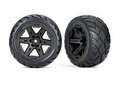 Traxxas Tires & Wheels, Assembled, Glued (2.8') (rxt Black Wheels, Anaconda Tires, Foam Inserts) (4wd Electric Front/rear, 2wd Electric Front Only) (2) (tsm Rated) - 6775
