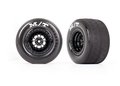 Traxxas Tires & Wheels, Assembled, Glued (weld Gloss Black Wheels, Tires, Foam Inserts) (rear) (2) - 9475