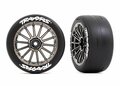 Traxxas Tires And Wheels, Assembled, Glued (multi-spoke Black Chrome Wheels, 2.0' Slick Tires With  Logo, Foam Inserts) (rear) (2) (vxl Rated) - 9375R