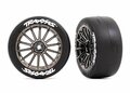 Traxxas Tires And Wheels, Assembled, Glued (multi-spoke Black Chrome Wheels, 2.0' Slick Tires With  Logo, Foam Inserts) (front) (2) (vxl Rated) - 9374R